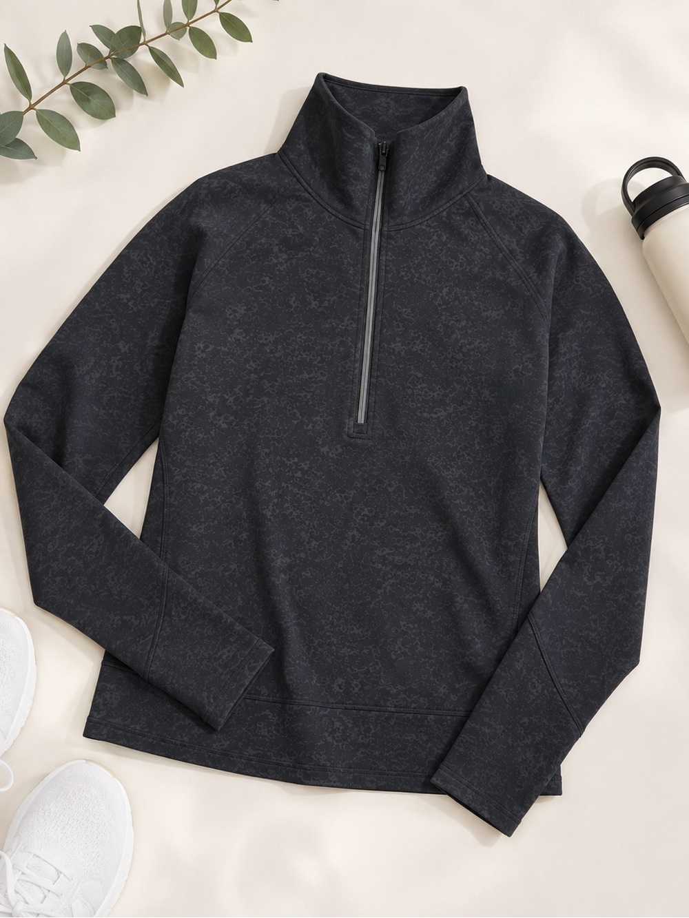 Lululemon Run to Reset 1/2 Zip XS Speckle Emboss Black Active Running